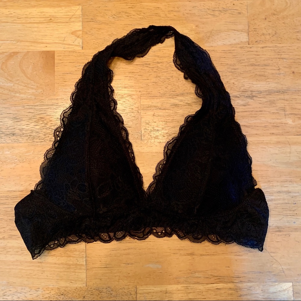 Black Lace Halter Bra